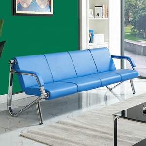 Beauty Salon Barbershop Waiting Area Furniture Gold Metal Frame Leather Double Seats Room Sofa - Product Image 1