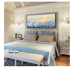 Quadro Incorniciato Tramonto Sull'Oceano Blu, Stampa su Tela Astratta con Paesaggio Costiero, Immagine di Alba con Cielo Giallo-Arancio, Stampa su Tela di Paesaggio Marino Naturale - Product Image 5