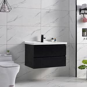 Роскошный отель настенный плавающий деревянный шкаф с одним керамическим умывальником для ванной - Product Image 1