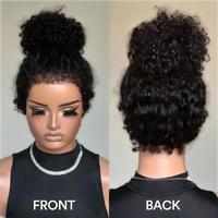 Perruque Lace Front HD Transparente Sans Colle, Densité 180, Douce, 26 Pouces, Cheveux Humains Noirs Naturels Bouclés Crépus, avec Baby Hair, pour Femmes