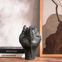 Matte antracietgrijze keramische vaas, organisch gerimpeld, voor gedroogde bloemen, fruit, Wabi-Sabi decoratie voor moderne woonkamer