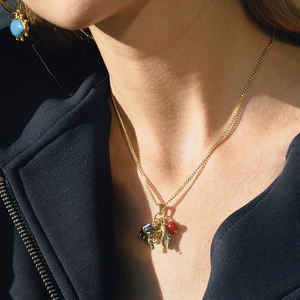 J & D Trendy 18K chapado en oro de acero inoxidable colgante collar herradura elefante aceite goteo collar de ojo de demonio - Product Image 2