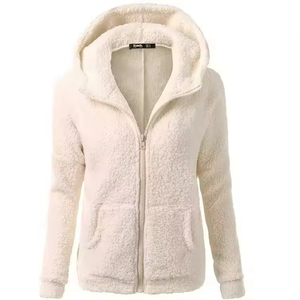 Sudaderas con capucha <span class=keywords><strong>de</strong></span> lana con cremallera para <span class=keywords><strong>mujer</strong></span>, chaqueta Sherpa cálida <span class=keywords><strong>de</strong></span> invierno, Abrigo con capucha <span class=keywords><strong>de</strong></span> <span class=keywords><strong>felpa</strong></span> esponjosa y acogedora, <span class=keywords><strong>sudadera</strong></span> <span class=keywords><strong>de</strong></span> moda informal suave para exteriores - Product Image 4