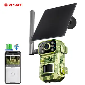 VESAFE Floresta 4MP Solar 4G Trail 5W Caça 940nm Câmeras de luz infravermelha Vida Selvagem Monitoramento Impermeável Câmeras PIR