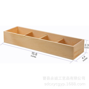 Wooden Cutlery <b>Storage</b> <b>Box</b> Drawer Organizer Rectangular Spoon Divider <b>Kitchen</b> Utensil Holder Space Saving - Product Image 4