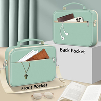 Estuche portátil grande para libros Bolsa de Iglesia Bolsa de cubierta de la Biblia con ranuras para bolígrafos y bolsillo con cremallera
