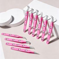 Pince à cils professionnelle personnalisée gratuite pour extensions de cils, forme botte, pour préhension des fibres, 90 degrés