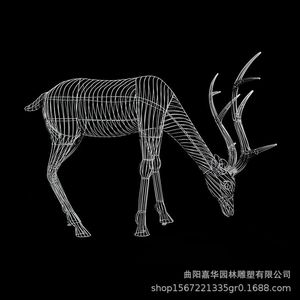 Sculpture de cerf creuse en acier inoxydable pour la décoration extérieure de jardins, parcs, hôtels et centres commerciaux - Product Image 4