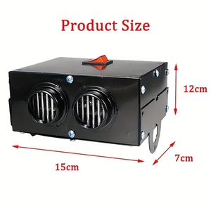 Chauffage de voiture portable 500W avec ventilateur chauffant 12V noir, dégivreur et désembueur électronique automobile - Product Image 3