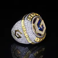 Jieding anel personalizado, anéis de campeonato de alta qualidade com logotipo da equipe 925 prata esterlina, anel banhado a ouro design 18k 14k