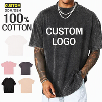 Échantillons Gratuits T-shirts Homme Lavés Vintage Oversize Coton Épais Impression DTG Personnalisée Streetwear Graphique T-shirts Vierge Homme