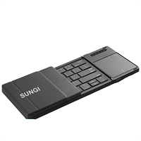 Keyboard Lipat Ukuran Saku dengan Penyangga Number Pad, Keyboard Portabel Multi-Perangkat untuk iPad, Tablet PC, dan Ponsel