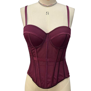 Vente Chaude : Haut <span class=keywords><strong>Corset</strong></span> Halter Couleur Unie avec Baleines pour Femme, <span class=keywords><strong>Camisole</strong></span> en Maille Transparente Amincissante, Vêtement d'Extérieur pour Soirées et Clubs - Product Image 6