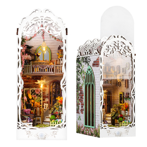 Kit de bricolage pour niche à livres <span class=keywords><strong>Jardin</strong></span> Floral avec lumière LED, kit de niche à livres miniature pour adultes, puzzle 3D en bois pour étagère à livres - Product Image 4
