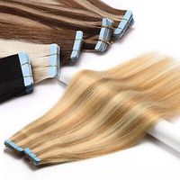 Extensions de cheveux humains vierges Slavic Hair Double Drawn, invisibles, à peau fine, en PU, sans couture, russes, à bandes adhésives