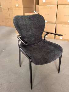 Chaise de salle à manger <span class=keywords><strong>café</strong></span> recouverte de tissu moderne de <span class=keywords><strong>style</strong></span> italien avec accoudoirs en acier au carbone Dossier Mobilier de maison Tables à usage hôtelier - Product Image 5