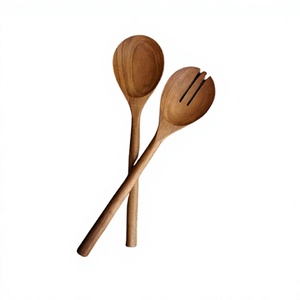 Juego de 2 cubiertos de madera, cuchara y tenedor, de calidad premium, tamaño personalizado, color marrón, en venta. - Product Image 1