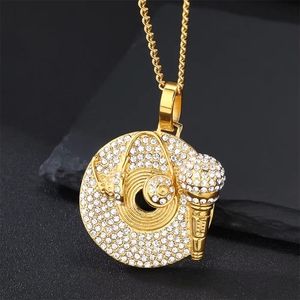 Collana con Ciondolo Musicale e Cantante in Ottone con Zirconi 3A, Gioielli <span class=keywords><strong>Hip</strong></span> <span class=keywords><strong>Hop</strong></span> per Uomo, Qualità Premium per Anniversari e Feste - Product Image 5