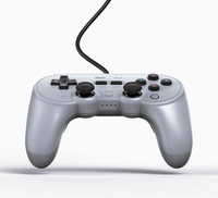 Manette filaire 8Bitdo Pro 2 82BD édition blanche rétro, contrôleur de jeu USB compatible avec PC et consoles.