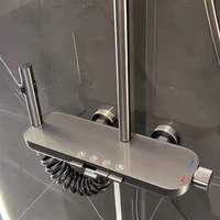 Ensemble de robinetterie de douche murale gris, chaud et froid, pour salle de bain, style piano