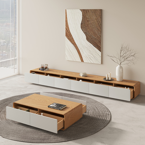 Mobile TV <span class=keywords><strong>Sospeso</strong></span> a Parete in Legno Massello Bianco, Design Moderno e Minimalista per Soggiorno - Product Image 5