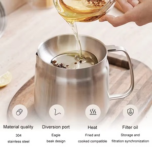 1.5/2L 주방 프라이어 필터 누출 방지 스테인레스 스틸 다목적 오일 필터 용기 다기능 프라이탱크 주방 도구 - Product Image 4