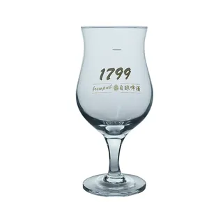 Colore personalizzato e logo stampato di vetro di birra calice personalizzato tulipano di vetro di birra