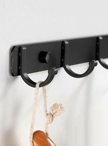 Black Bamboo Metal Wall-Mounted Rack Robes Handbags Clothes Towels Coat <b>Hook</b> <b>Rails</b> Decorative Hanger <b>Rails</b> Eco-Friendly <b>Hooks</b> - Product Image 3