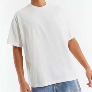 Camiseta Blanca Oversize de Algodón de Diseño OEM para Hombre, de Gran Gramaje, con Hombros Caídos, Tallas Grandes, Fabricante de Camisetas Lisas - Product Image 2