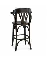 Tabouret de bar haut en bois de hêtre massif courbé avec accoudoirs