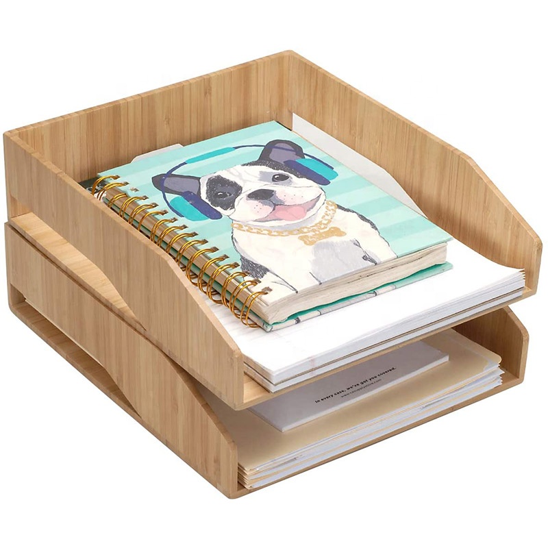 2 упаковки, Штабелируемый бамбуковый бумажный поднос, офисный органайзер для файлов, документов, сортировщика букв, конвертов и держателей магазинов