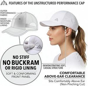 Gorra de running de secado rápido con perforaciones láser para coleta, bordado personalizado con logo de montaña, OEM ODM, gorra de béisbol deportiva ajustable para mujer - Product Image 2