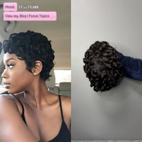 Perruque 100% Cheveux Humains Naturels Sans Lacet, Style Court, Lavable en Machine et Teintable