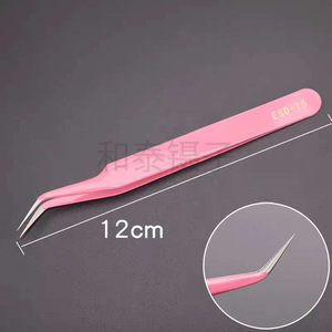 Stainless steel gold anti-static tweezers, industrial straight and curved tip, <b>nail</b> art, eyelash <b>extension</b>, and other colored - Product Image 1
