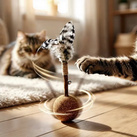 Mainan Promosi Grosir Cork Tumbler untuk Kucing dengan Bulu & Lonceng - Mainan Interaktif Ramah Lingkungan untuk Menggoda Kucing