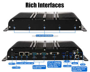 6-COM Ports Industrial Mini <span class=keywords><strong>PC</strong></span> Celeron J4125 J6412 GPIO Dual 2,5G Lan Linux Computadora integrada para automatización Señalización digital 4G - Product Image 3