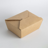 Boîte alimentaire personnalisée en gros, emballage écologique en papier kraft épaissi avec couvercle, revêtement 18PE, pour plats à emporter, jetable