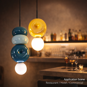 Suspension moderne en céramique en forme de donut avec design modulaire rond, contrôle par capteur LED, taille moyenne, pour éclairage suspendu de salle à manger - Product Image 3