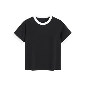 2025 nueva llegada Petite Tee para mujer, ajuste regular, bloque de color, deportivo - Product Image 1