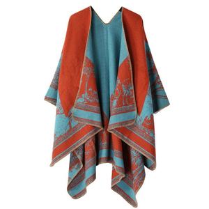 Châle d'été minimaliste haut de gamme double face pour femme, écharpe chaude en cachemire épaisse avec motif feuille imprimé, nouvelle collection - Product Image 2