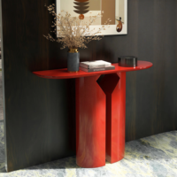 Table console moderne de luxe en fibre de verre imitation marbre, table d'entrée créative en FRP, table d'appoint sculpturale pour hôtel, villa, hall d'entrée