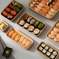 Boîte à sushi en papier kraft de qualité alimentaire recyclable, boîte à lunch avec revêtement PE, impression quadricolore, commandes personnalisées, cadeaux