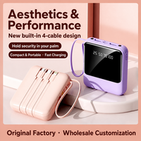 Mini batterie externe portable 10W à charge rapide avec câble intégré, lumière LED, logo personnalisé, cadeau promotionnel