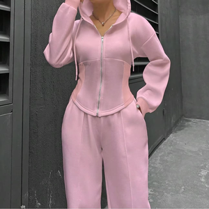 Women's Hooded <b>Cardigan</b> and Pants Casual Sportswear 2-Piece Set Fashion - Product Image 3