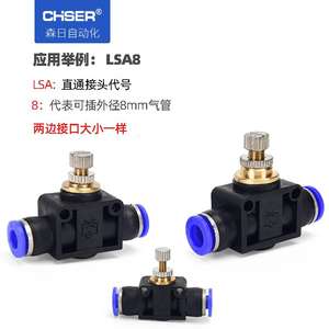 Pièces pneumatiques du fabricant, raccords rapides PU8, raccords de tuyauterie PE6, contrôle de vitesse LSA10, déflecteur PM4, réducteur PG16-12 - Product Image 5