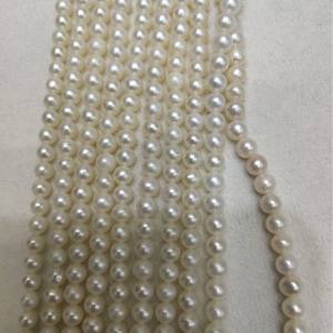 สร้อยคอมุกน้ำจืดทรงกลมเกือบสมบูรณ์แบบ เม็ดเล็ก 3-4 มม. ผลิตภัณฑ์กึ่งสำเร็จรูป - Product Image 3