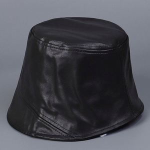 2025 New Arrival Autumn PU Leather Fisherman <b>Hat</b> Simple Fashion Trendy Solid Color Casual Bucket <b>Hat</b> - Product Image 6