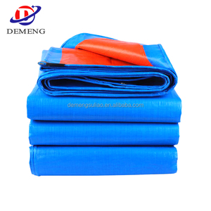 Bâche en toile imperméable bleue et orange en PE 200 g/m² 6m*8m, couverture en plastique pour toiture, construction, échafaudage, bâtiment - Product Image 4