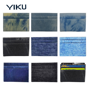 محفظة بطاقات ائتمان من الدنيم بتصميم وشعار خاص من YIKU، حامل بطاقات أعمال فاخر مع خاصية حجب RFID، تصميم بسيط متعدد الوظائف وعصري - Product Image 1