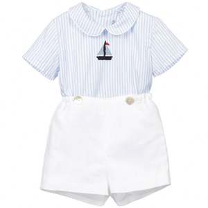 2022 verano niño pequeño bebé niño <span class=keywords><strong>ropa</strong></span> conjuntos camisas con pantalones cortos a rayas niños <span class=keywords><strong>ropa</strong></span> vintage al por mayor 08AS105375 - Product Image 4
